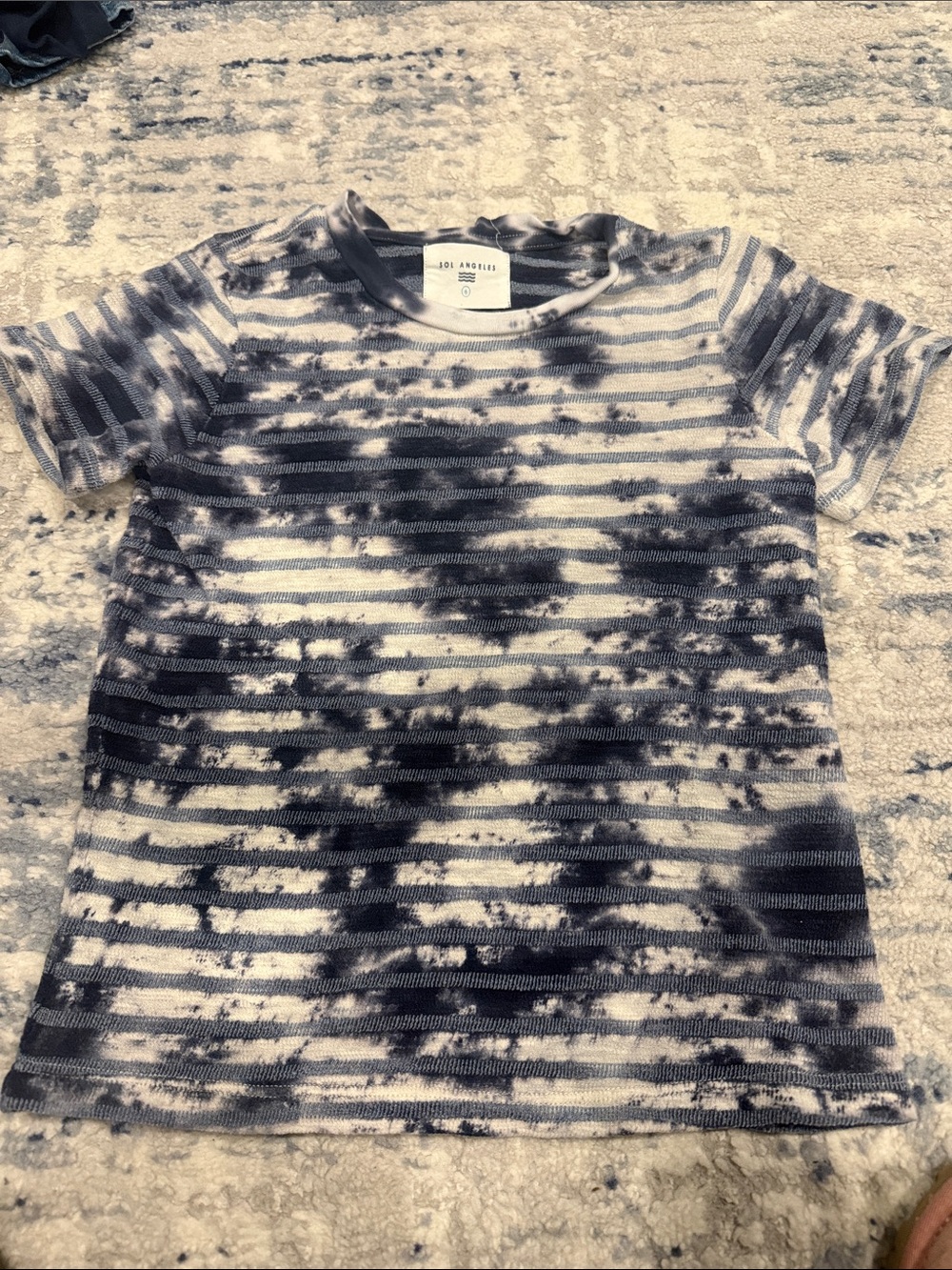 SOL Angeles Athletic Tie-Dye Stripe Kids Tee - Navy & White